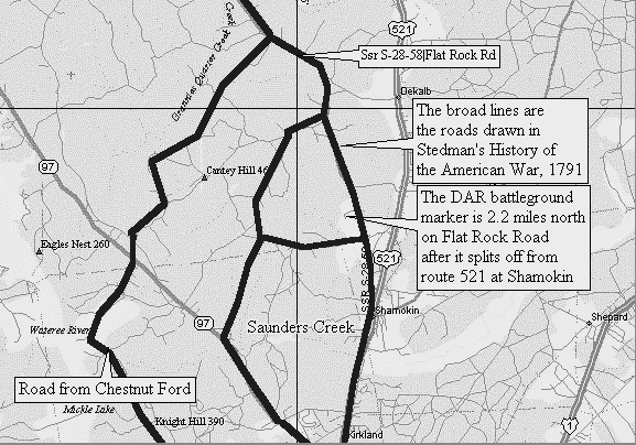 Map of battle area north of Camden