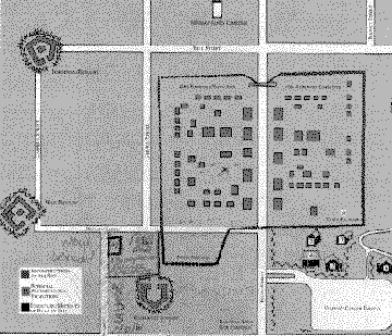 Map of Camden showing cemetery